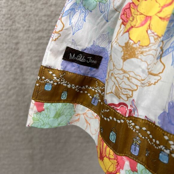 Matilda Jane Girls Top Size 2 White Multi Floral Chasing Firefly's Peplum Tunic - Picture 8 of 9